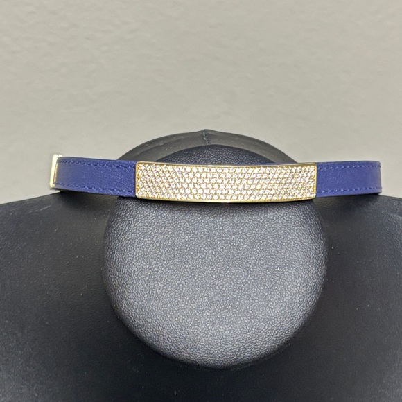 Swarovski Jewelry - Swarovski Blue Gold Leather Wrap Bracelet